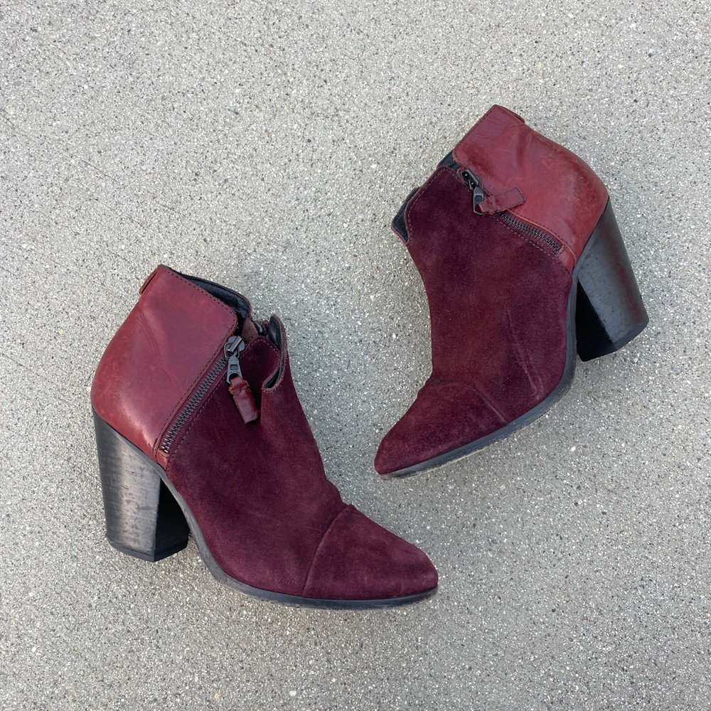 Rag & Bone Suede Leather Burgundy Boots